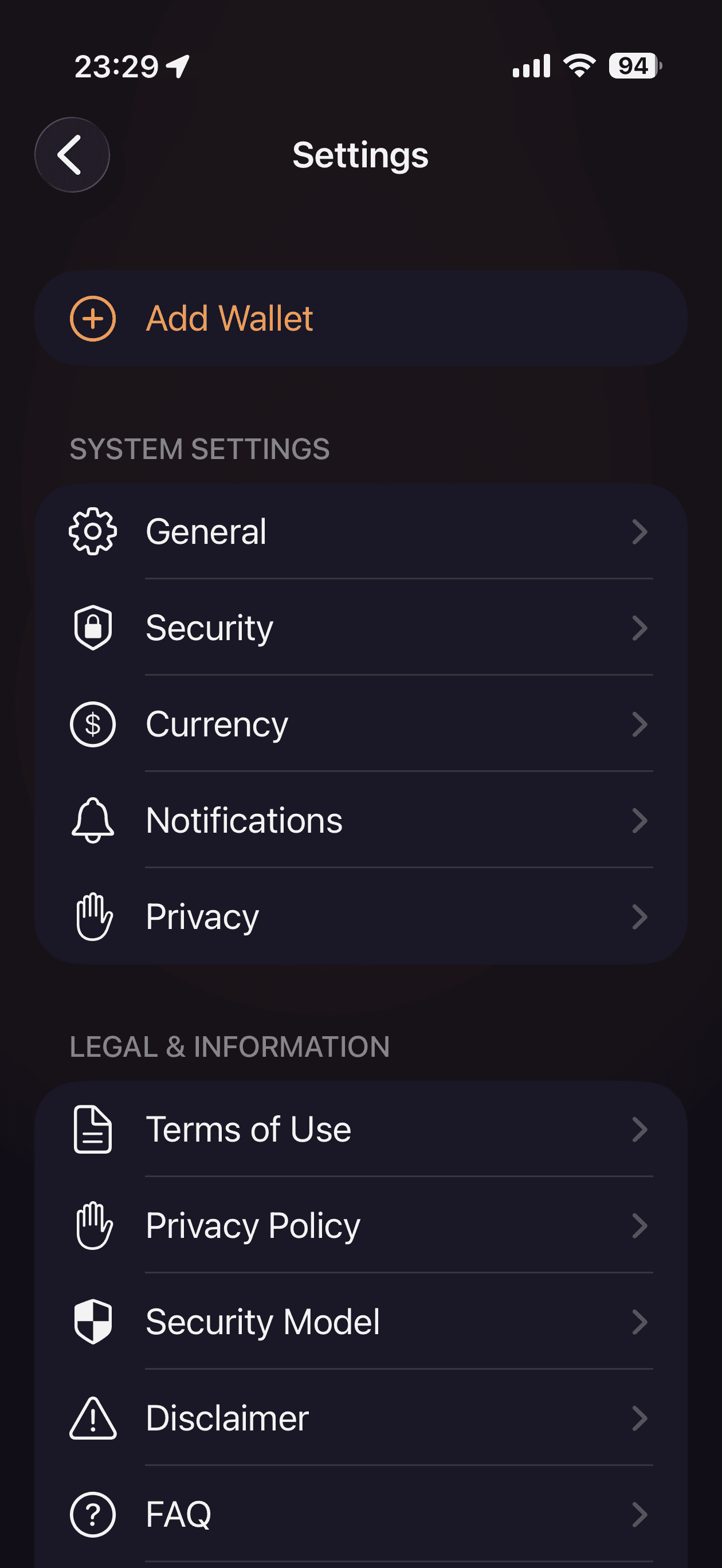Impostazioni app