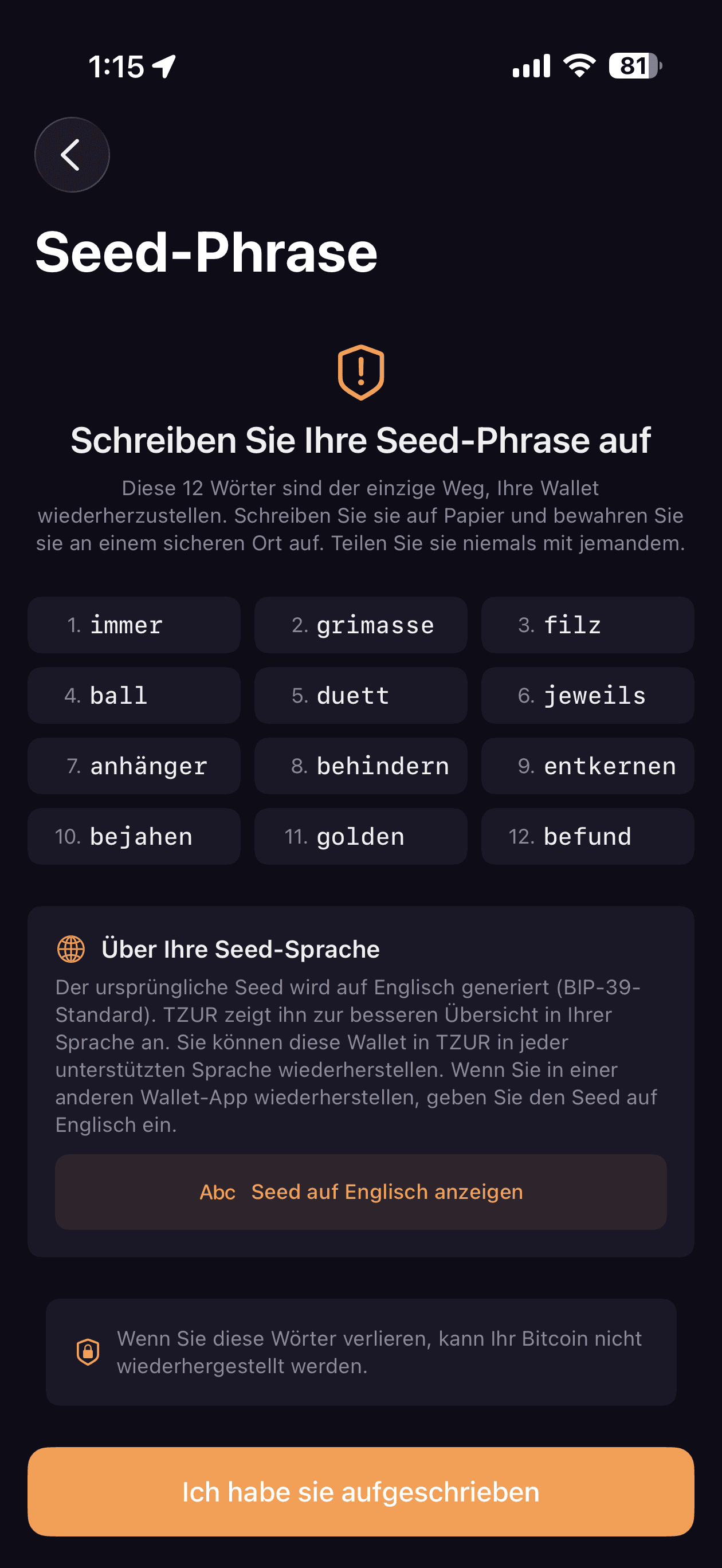 Seed phrase in your language