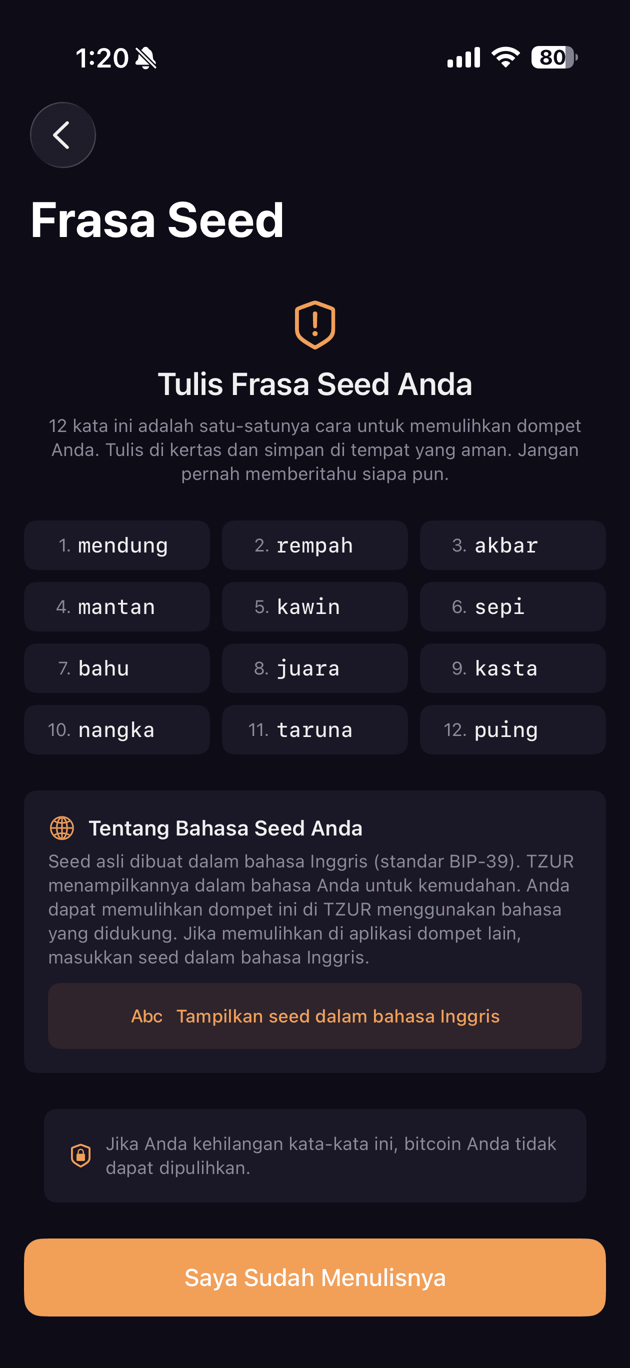 Seed phrase in your language