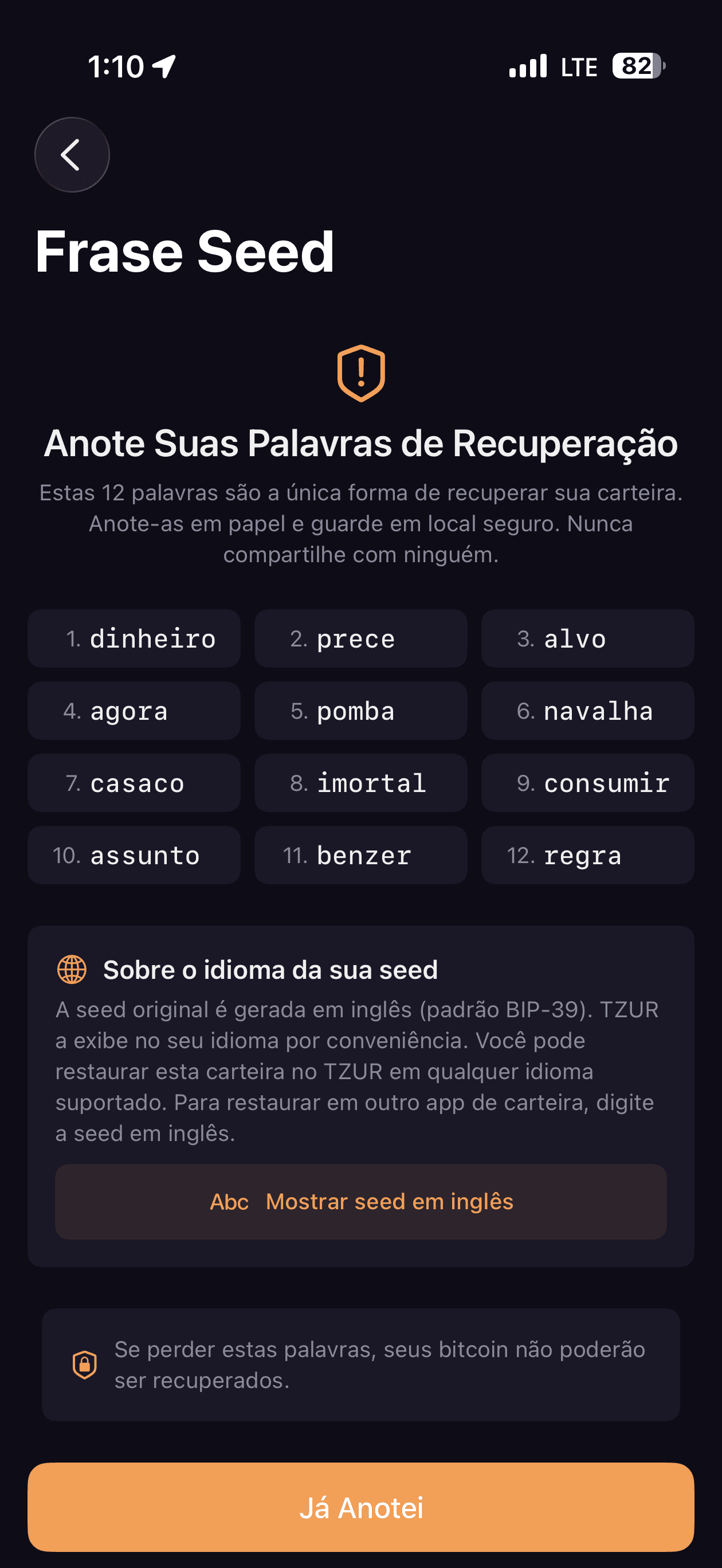 Seed phrase in your language