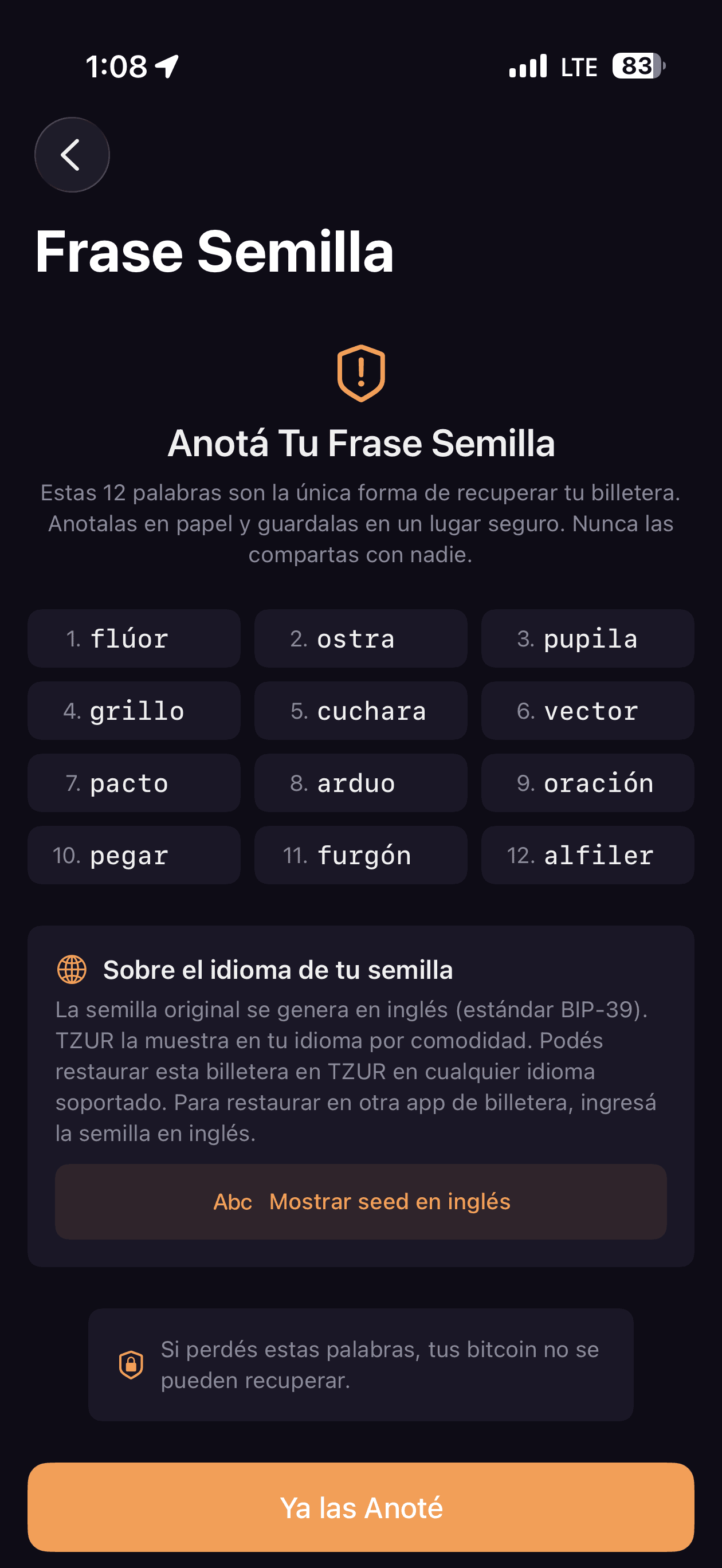 Seed phrase in your language