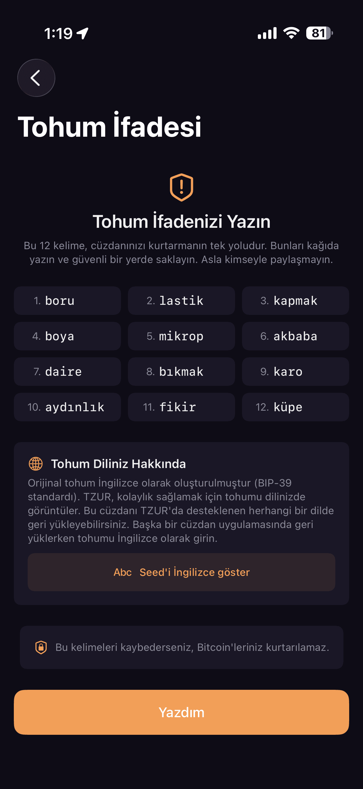 Seed phrase in your language