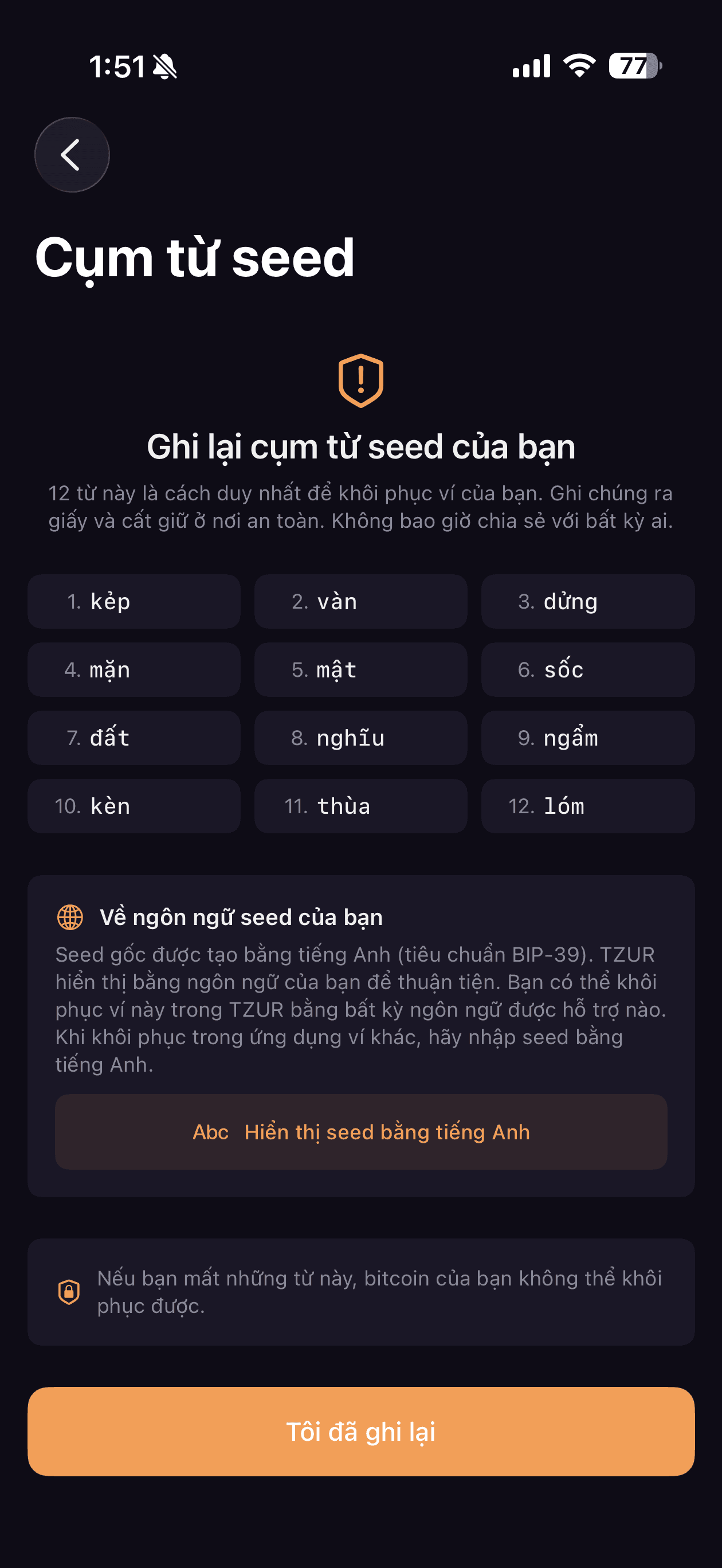 Seed phrase in your language